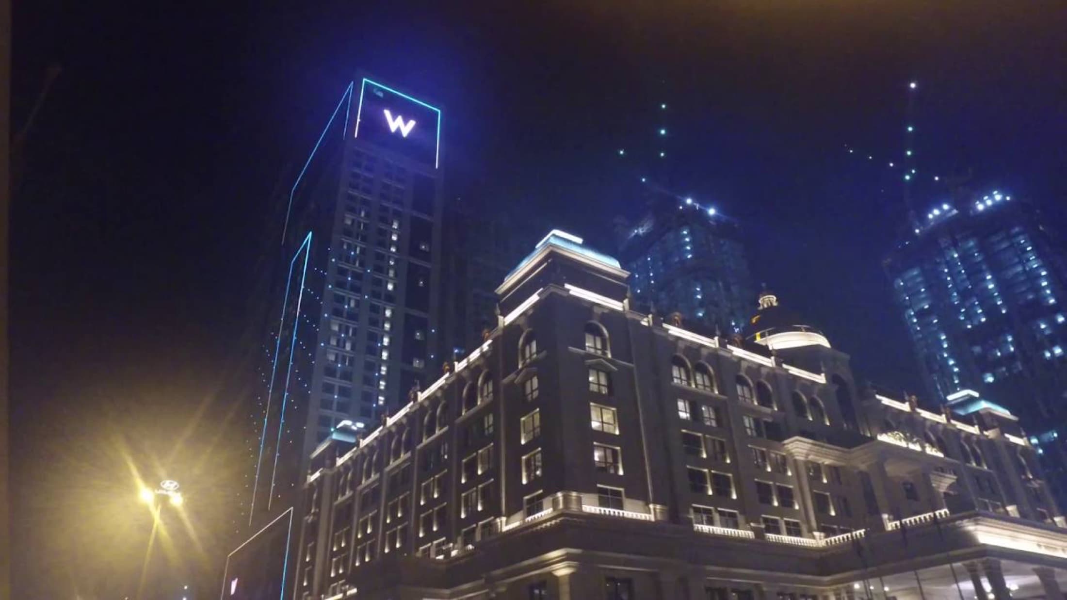 W Dubai at Al Habtoor City at night